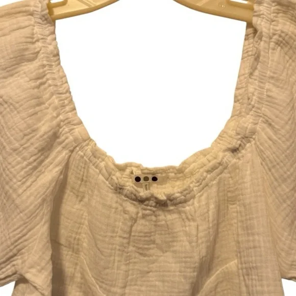 Three Dots Cotton Gauze White Top nwt - Picture 2 of 8